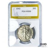 1942 Walking Liberty Half Dollar PGA MS66