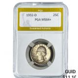 1932-D Washington Silver Quarter PGA MS64+