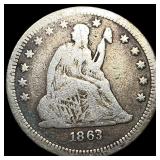 1863 Seated Liberty Quarter LIGHTLY CIRCULATED