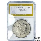 1878 Rev 79 Morgan Silver Dollar PGA AU53