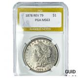 1878 Rev. 79 Morgan Silver Dollar PGA MS63