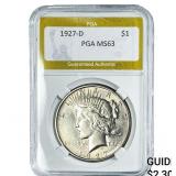 1927-D Silver Peace Dollar PGA MS63