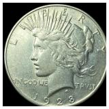 1928-S Silver Peace Dollar CLOSELY UNCIRCULATED