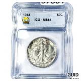 1943 Walking Liberty Half Dollar ICG MS64