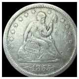 1855 Arrows Seated Liberty Quarter NEARLY UNCIRCUL