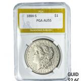 1884-S Morgan Silver Dollar PGA AU55
