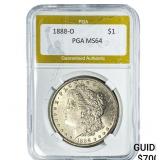 1888-O Morgan Silver Dollar PGA MS64