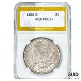 1886-O Morgan Silver Dollar PGA MS62+