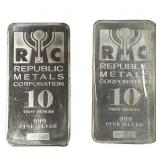 2 RMC 10 oz Silver Bars