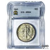 1943 Walking Liberty Half Dollar ICG MS64