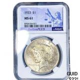 1923 Silver Peace Dollar NGC MS61