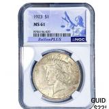 1923 Silver Peace Dollar NGC MS61