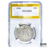1943 Walking Liberty Half Dollar PGA MS65