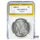 1880-O Morgan Silver Dollar PGA MS65 PL Micro O