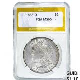 1888-O Morgan Silver Dollar PGA MS65