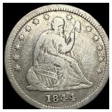 1844 Silver Seated Liberty Quarter LIGHTLY CIRCULA