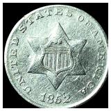 1852 Silver Three-Cent Piece NEARLY  UNCIRCULATED