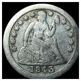 1843-O Silver Seated Liberty Dime LIGHTLY CIRCULAT