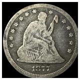 1877-CC Silver Seated Liberty Quarter LIGHTLY CIRC
