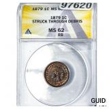 1879 Indian Head Cent ANACS MS62 RB