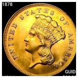 1878 $3 Gold Piece CHOICE BU