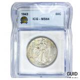 1943 Walking Liberty Half Dollar ICG MS64