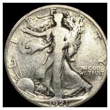 1921-S Silver Walking Liberty Half Dollar NICELY C