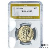 1946-D Walking Liberty Half Dollar PGA MS67