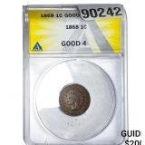 1868 Indian Head Cent ANACS GOOD4