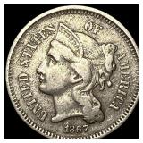 1867 Nickel Three-Cent Piece LIGHTLY CIRCULATED