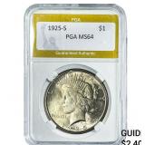 1925-S Silver Peace Dollar PGA MS64