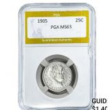 1905 Barber Quarter PGA MS63
