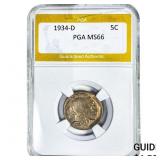 1934-D Buffalo Nickel PGA MS66