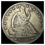 1853 Arrows Seated Liberty Half Dollar LIGHTLY CIR