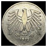 1975D West Germany Copper Nickel 5 Mark