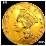 1855 $3 Gold Piece UNCIRCULATED