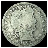1892-S Silver Barber Quarter NICELY CIRCULATED