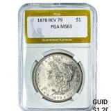 1878 Rev 79 Morgan Silver Dollar PGA MS63