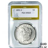 1891-S Morgan Silver Dollar PGA MS63