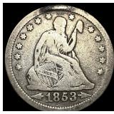 1853 Arrows Seated Liberty Quarter NEARLY UNCIRCUL
