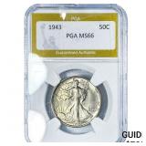 1943 Walking Liberty Half Dollar PGA MS66