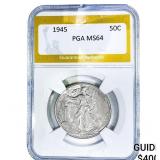 1945 Walking Liberty Half Dollar PGA MS64