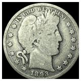 1893 Silver Half Dollar (Barber) LIGHTLY CIRCULATE