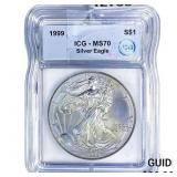 1999 Silver Eagle ICG MS70