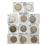 [11 Coins] 1951-1962 Franklin Half Dollar