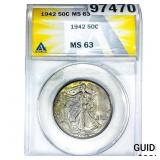 1942 Walking Liberty Half Dollar ANACS MS63