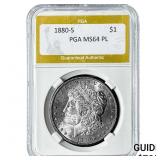 1880-S Morgan Silver Dollar PGA MS64 PL