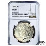 1926 Silver Peace Dollar NGC MS64