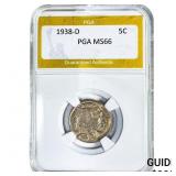 1938-D Buffalo Nickel PGA MS66