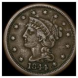 1844 Braided Hair Large Cent ABOUT UNCIRCULATED